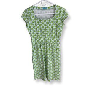 J. McLaughlin Short Sleeve Spring Catalina Cloth Dress Blue Green Print Size XS